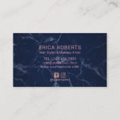 こんにちは美しいばら色の金ゴールドの原稿海軍大理石のサロン 名刺 (裏面)