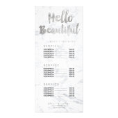 こんにちは美しいシルバーのスクリプト大理石価格リスト ラックカード (正面)