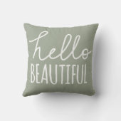 こんにちは美しいタイポグラフィのお洒落でガーリーな灰色 クッション (裏面)