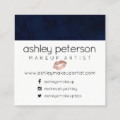 こんにちは美しいタイポグラフィのばら色の金ゴールドのキスの青 スクエア名刺 (裏面)