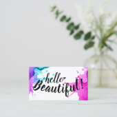 こんにちは美しいタイポグラフィのエレガントな水彩画 名刺 (スタンド正面)