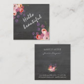 こんにちは美しいタイポグラフィシャルボードボホフローラ スクエア名刺 (正面/裏面)