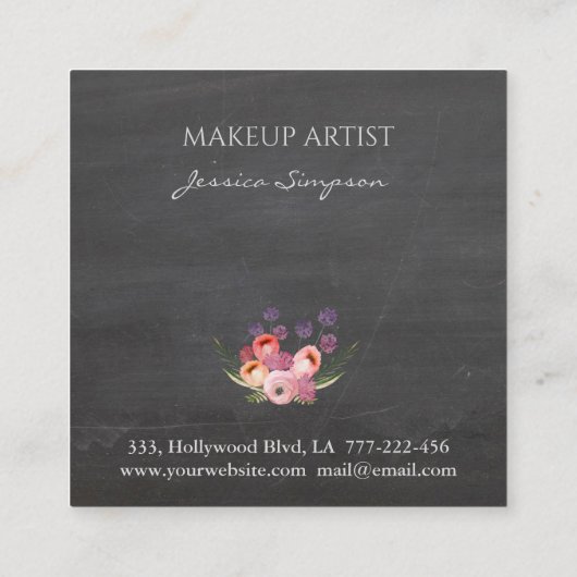 こんにちは美しいタイポグラフィシャルボードボホフローラ スクエア名刺 (裏面)