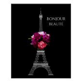 こんにちは美しいドラマチックな牡丹とエッフェルタワー ポスター (正面)