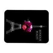 こんにちは美しいドラマチックな牡丹とエッフェルタワー マグネット (横)