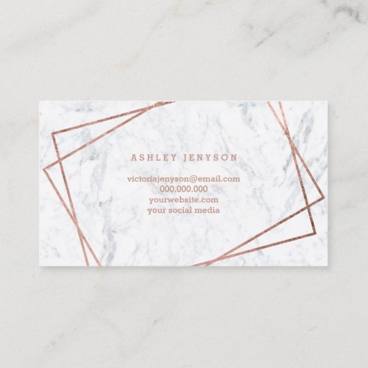 こんにちは美しいバラ金ゴールドスクリプトジオメトリック大理石 名刺 (裏面)