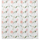 こんにちは美しいピンクの水彩画の花柄 シャワーカーテン (正面)