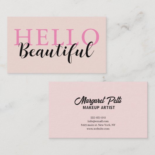 こんにちは美しいミニマルな手書き書 名刺 (正面/裏面)