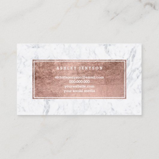 こんにちは美しい唇のばら色の金ゴールドのシックな原稿の大理石 名刺 (裏面)