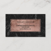 こんにちは美しい唇のばら色の金ゴールドの原稿の黒の大理石 名刺 (裏面)