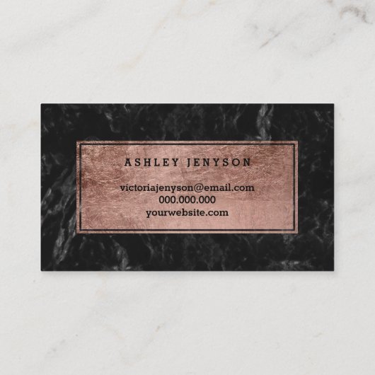 こんにちは美しい唇のばら色の金ゴールドの原稿の黒の大理石 名刺 (裏面)