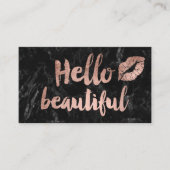 こんにちは美しい唇のばら色の金ゴールドの原稿の黒の大理石 名刺 (正面)