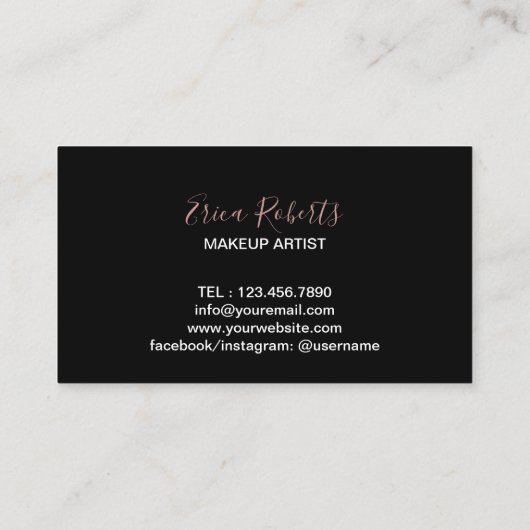こんにちは美しい唇のタイポグラフィのメーキャップアーティスト 名刺 (裏面)