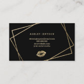 こんにちは美しい唇の金ゴールドの原稿の幾何学的な黒 名刺 (裏面)