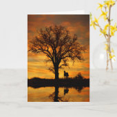 こんにちは美しい日と馬の水オークの木 カード (黄色い花)