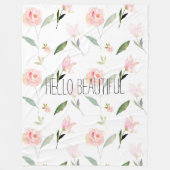 こんにちは美しい水彩画の花のピンクの庭の上品 フリースブランケット (正面)