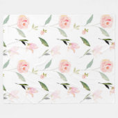 こんにちは美しい水彩画の花のピンクの庭の上品 フリースブランケット (正面(横))