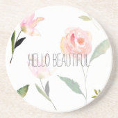 こんにちは美しい水彩画の花柄 コースター (正面)