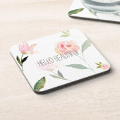 こんにちは美しい水彩画の花柄 コースター (左側)