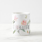 こんにちは美しい水彩画の花柄 コーヒーマグカップ (中央)