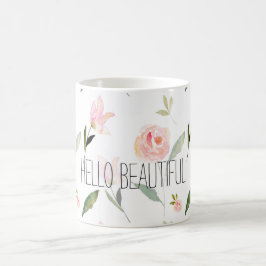 こんにちは美しい水彩画の花柄 コーヒーマグカップ