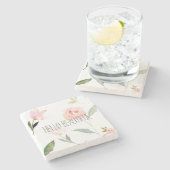 こんにちは美しい水彩画の花柄 ストーンコースター (横)