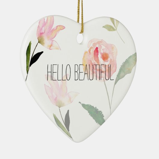 こんにちは美しい水彩画の花柄 セラミックオーナメント (右)