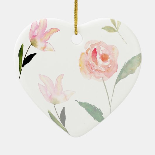 こんにちは美しい水彩画の花柄 セラミックオーナメント (裏面)