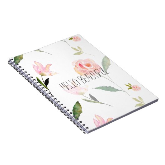 こんにちは美しい水彩画の花柄 ノートブック (右側)