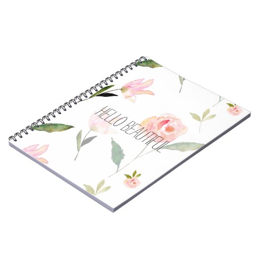 こんにちは美しい水彩画の花柄 ノートブック (左側)