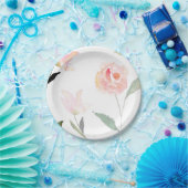 こんにちは美しい水彩画の花柄 ペーパープレート (パーティー)