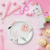 こんにちは美しい水彩画の花柄 ペーパープレート (パーティー)