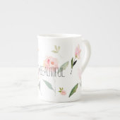 こんにちは美しい水彩画の花柄 ボーンチャイナマグカップ (正面右)