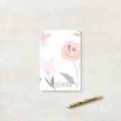 こんにちは美しい水彩画の花柄 ポストイット (デスク上)