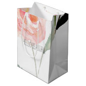 こんにちは美しい水彩画の花柄 ミディアムペーパーバッグ (正面アングル)