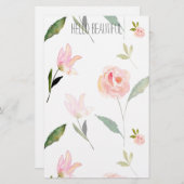 こんにちは美しい水彩画の花柄 便箋 (正面/裏面)