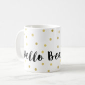 こんにちは美しい金ゴールドの派手な点の紙吹雪 コーヒーマグカップ (正面左)