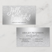 こんにちは美しい銀製のグリッターのグラデーションな金属 名刺 (正面/裏面)