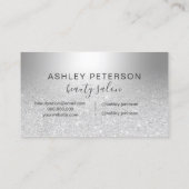 こんにちは美しい銀製のグリッターのグラデーションな金属 名刺 (裏面)