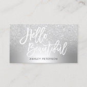 こんにちは美しい銀製のグリッターのグラデーションな金属 名刺 (正面)