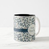 こんにちは美しい青の水色キャラウェイフラワー ツートーンマグカップ (正面右)