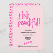 こんにちは美しい！ガレンティーズデイクソオピンクカスタム色 招待状 (正面/裏面)