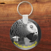 こんにちは美しい – 不気味な灰色のオウム キーホルダー (正面)