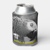 こんにちは美しい – 不気味な灰色のオウム 缶クーラー (缶正面)