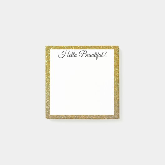 こんにちは美しい!金ゴールドグリッターミニマルシンプル ポストイット (正面)