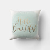 こんにちは美しくフェイクな金ゴールド16" x 16"装飾用クッション クッション (裏面)