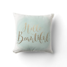 こんにちは美しくフェイクな金ゴールド16" x 16"装飾用クッション