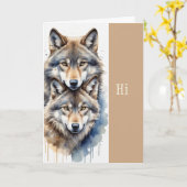 こんにちは考えお二人の狼 カード (黄色い花)