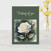 こんにちは考えの白いバラの緑 カード (黄色い花)