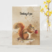 こんにちは考え、あなたのおもしろいリス動物 カード (黄色い花)